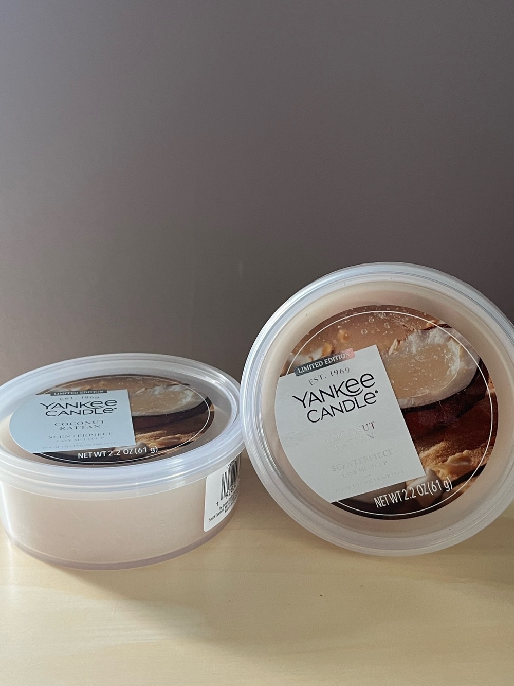 Two New Yankee Candle Coconut Ratton Scenterpiece Wax Melt Cups